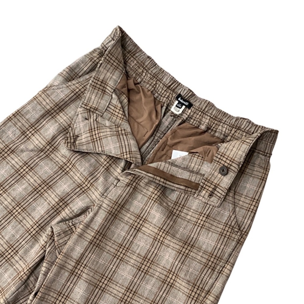 Madewell Plaid Pleated Wide Leg Pants Career Office Brown High Rise Womens 10 - Picture 6 of 9